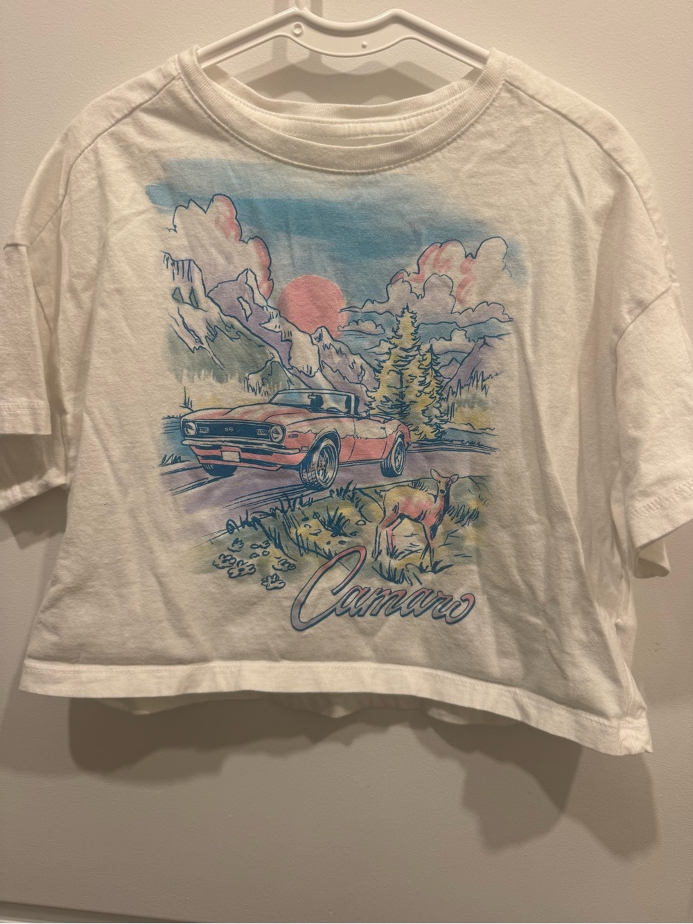 Old Navy White Kids' Camaro Graphic Tee with Pastel Scenic Print